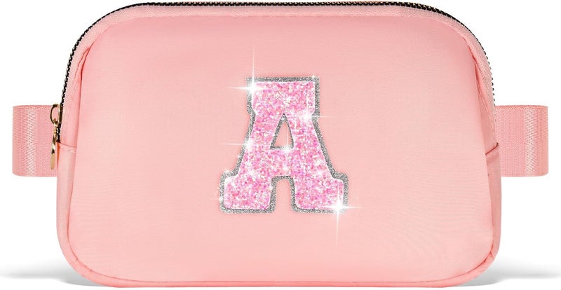 Uygafly Graduation Gifts for Teens Kids Daughter Sister Her - Birthday Gifts for 3 4 5 6 7 8 9 10 11 12 13 Year Old Girls,Fanny Pack Crossbody Bag Belt Bag Cute Trendy Stuff | Peach,Initial A - Image 1